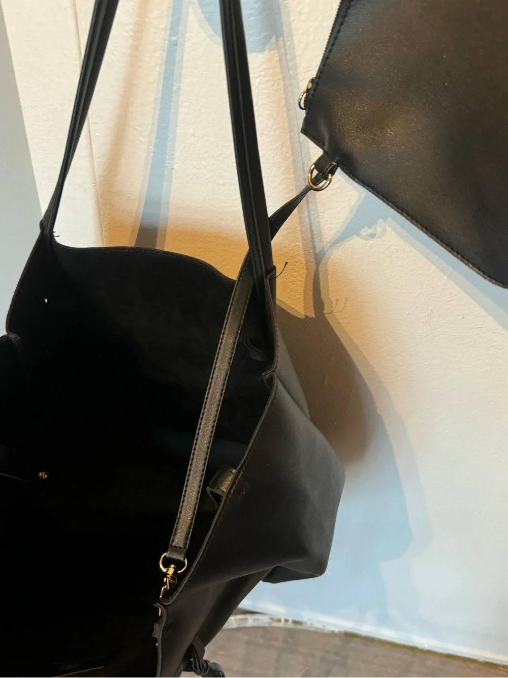 B - Low The Belt Black Tassel Tote Bag